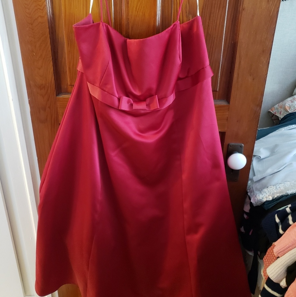 Red spaghetti strap dress from David's Bridal